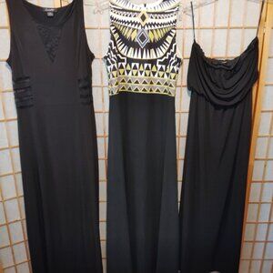 3/$20 LOT OF DRESSES LONG BLACK SLEEVELESSFOREVER 21 CANDALITE-WOMENS SIZE L